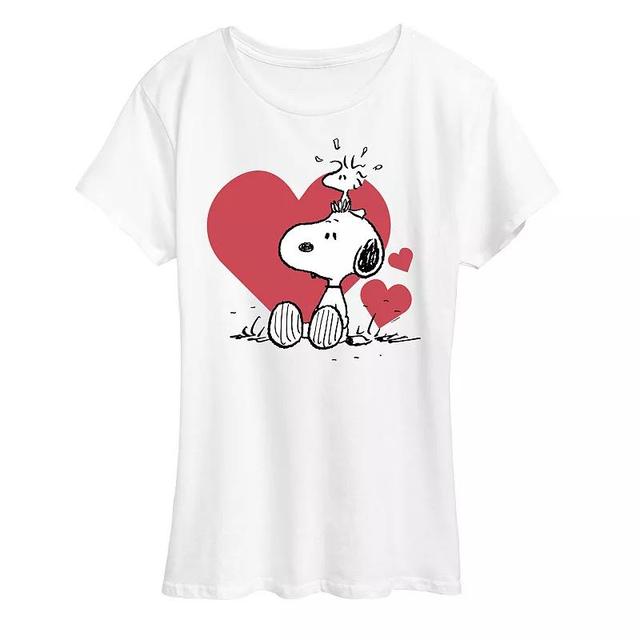 Womens Peanuts Snoopy & Woodstock Hearts Graphic Tee Product Image