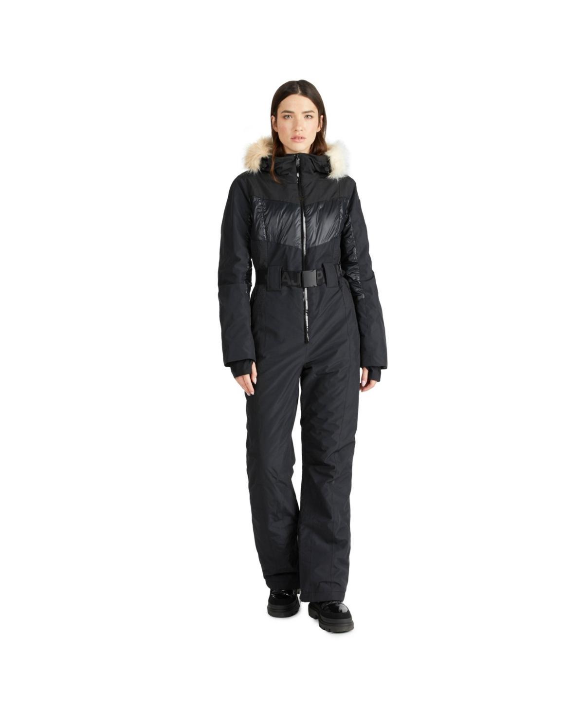 Pajar Womens Pearl Belted Mixed Media Ski Jumpsuit Product Image