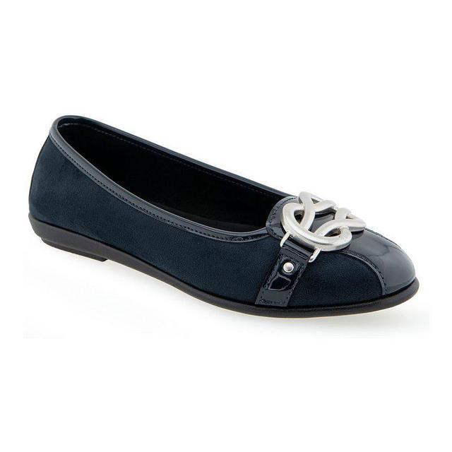 Aerosoles Big Bet Womens Suede Ballet Flats Blue Faux Suede Product Image