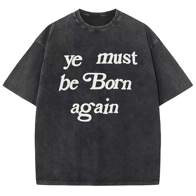 Vintage Men's Ye Must Be Born Again Graphic Acid Washed T-Shirt Product Image