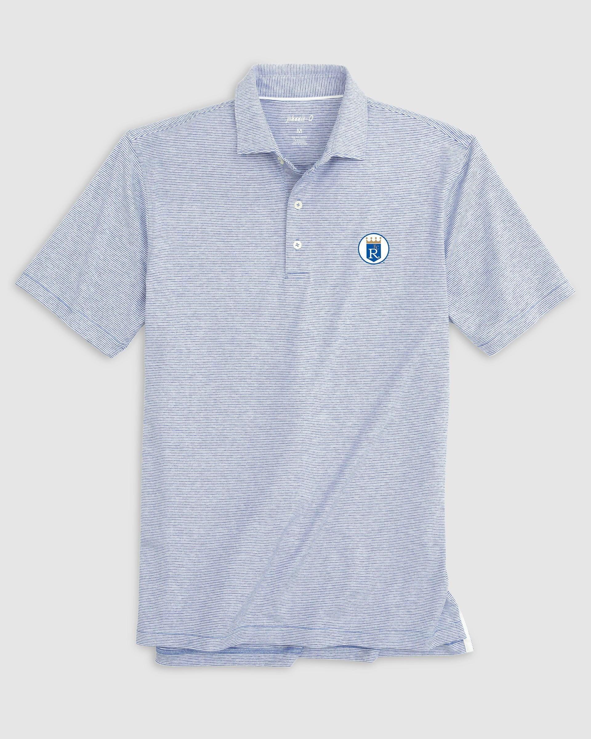 johnnie-O Kansas City Royals Lyndonn Striped Jersey Performance Polo - Cooperstown Logo Product Image