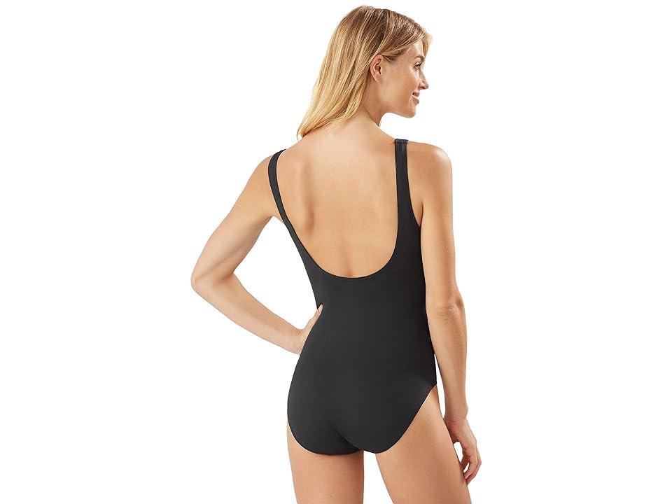 Tommy Bahama Pearl Solids Clara V-Neck Surplice Tummy Control One Piece Swimsuit Product Image