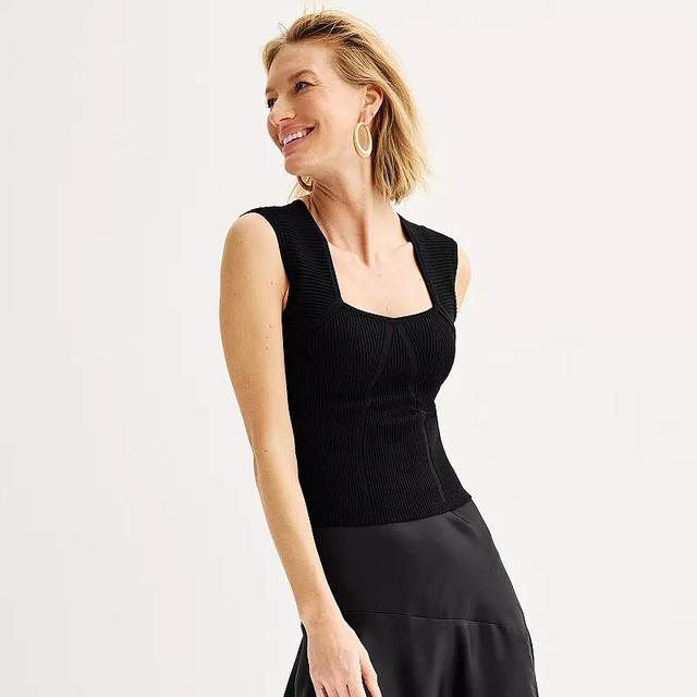 Womens INTEMPO Sleeveless Ribbed Sweetheart Top Product Image