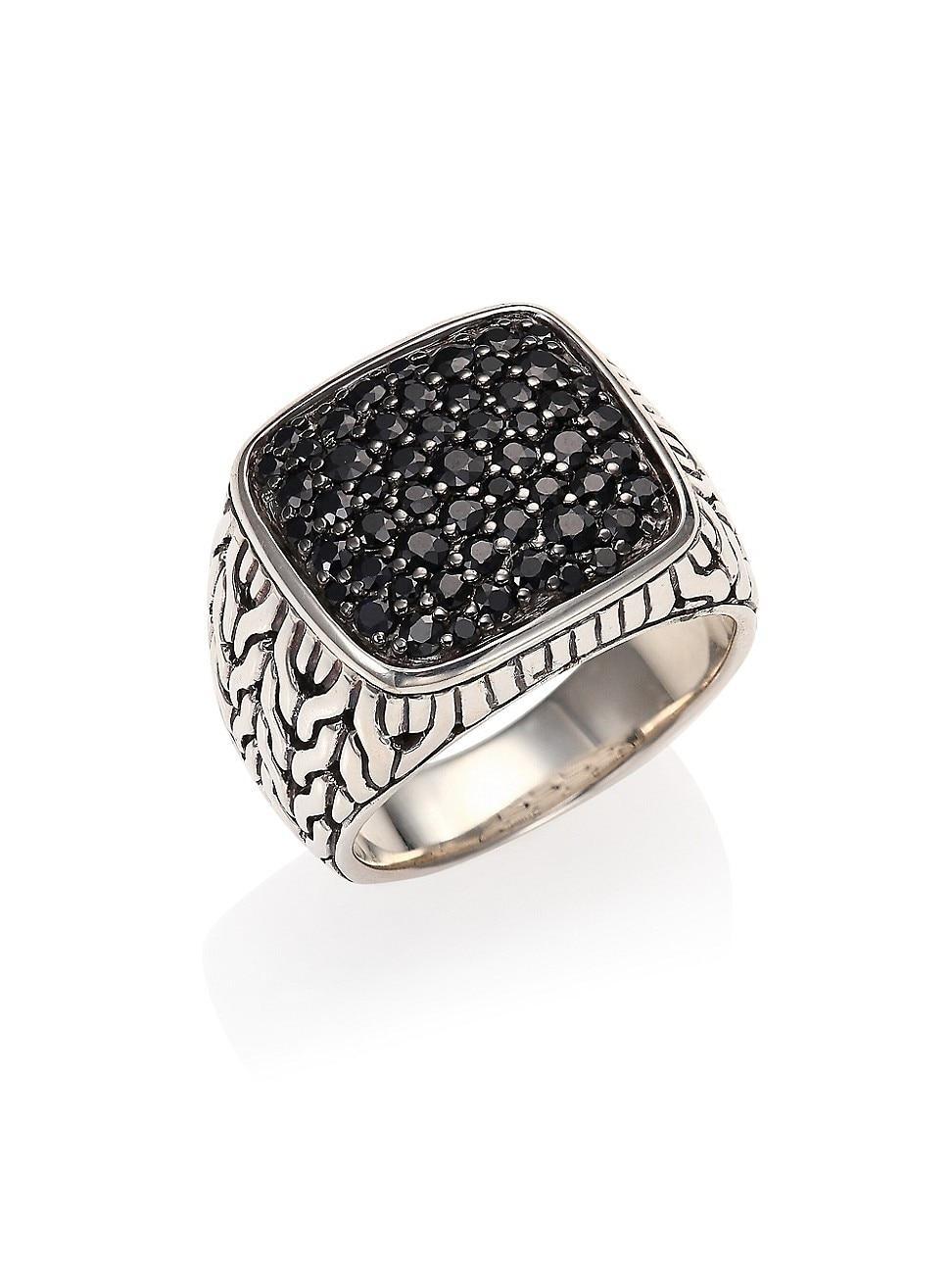 Mens Sterling Silver & Black Sapphire Ring Product Image