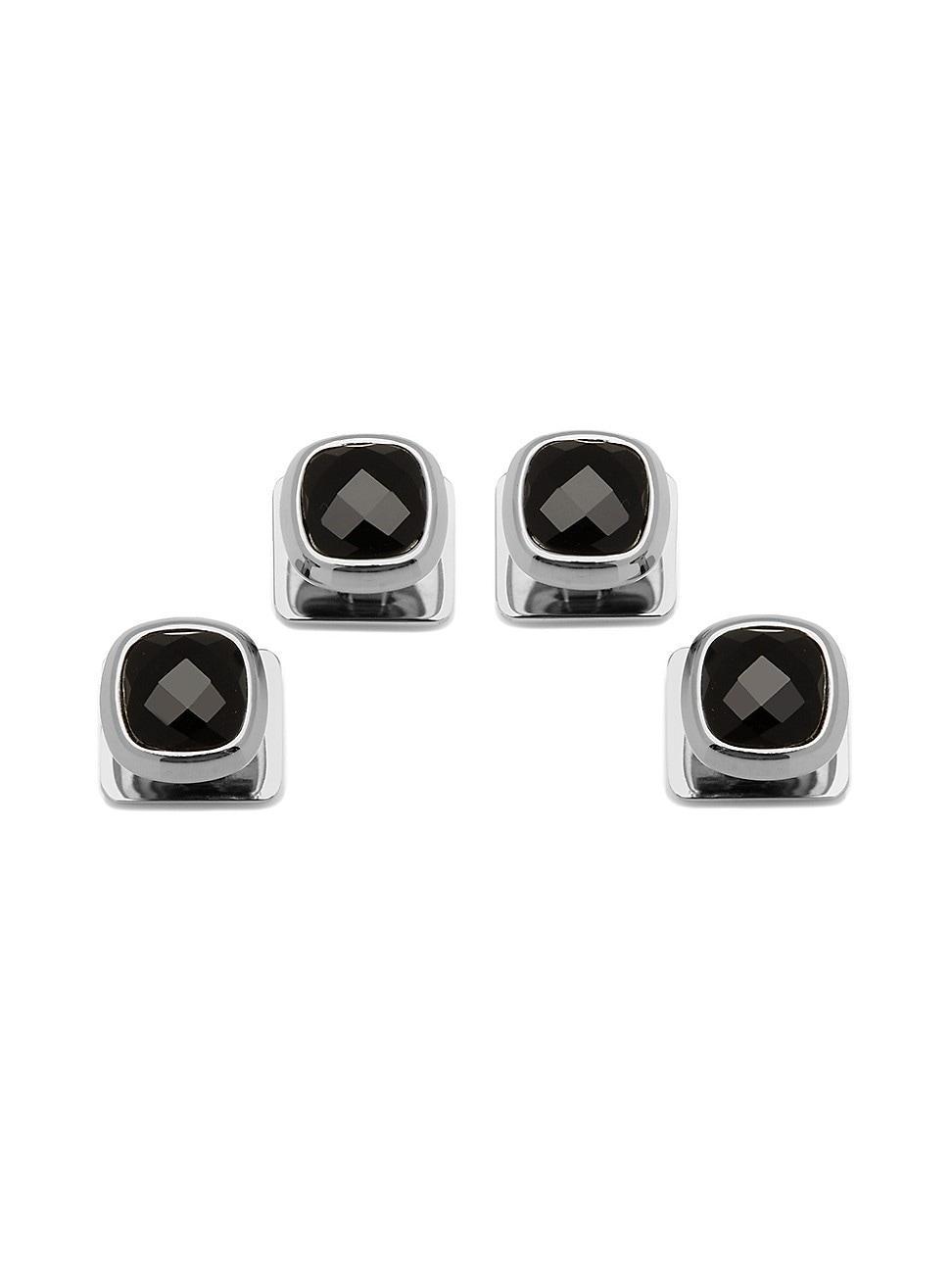 Mens Faceted Onyx Cushion Studs Product Image