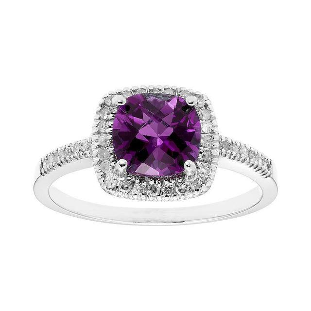 10K Gold & 1/5 Carat T.W. Diamond Amethyst Ring, Womens Purple Product Image