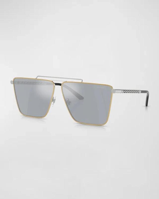 VERSACE Tubular Greca Square-frame Sunglasses In Gold Product Image