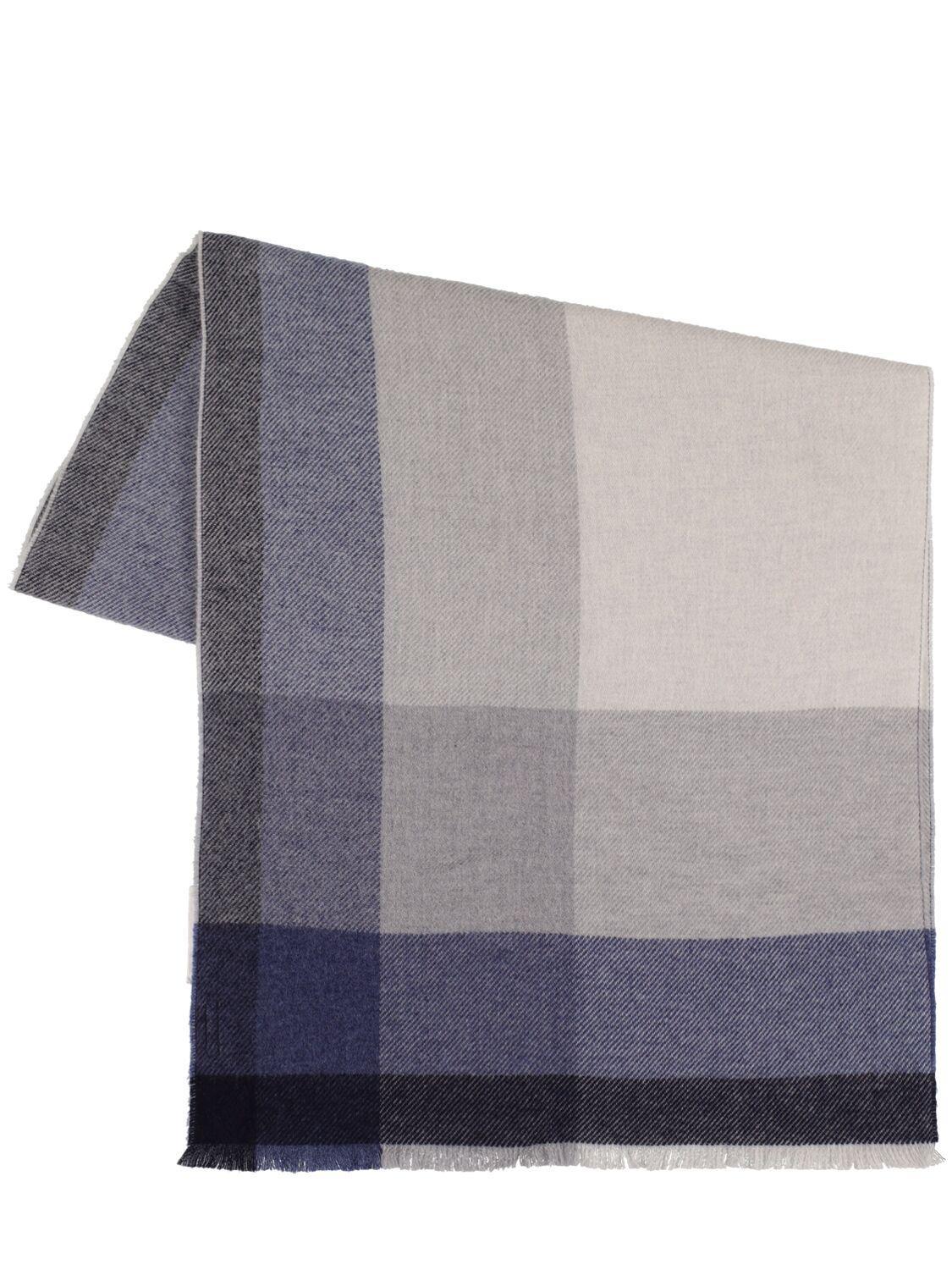 Color-block Wool And Cashmere Scarf In Blue Product Image