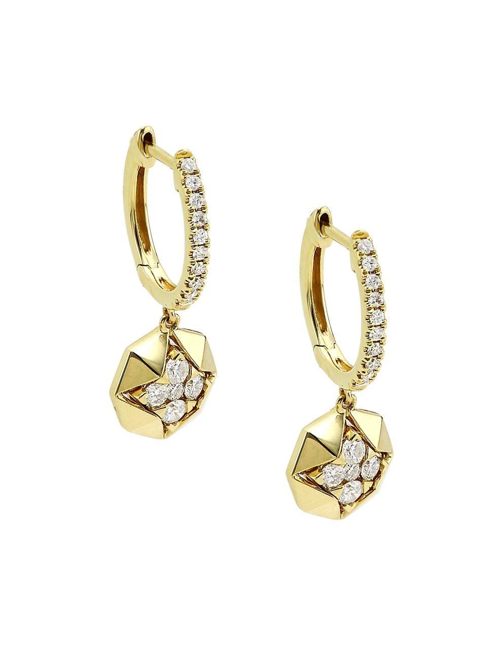 Womens 14K Yellow Gold & 0.44 TCW Diamond Drop Earrings Product Image