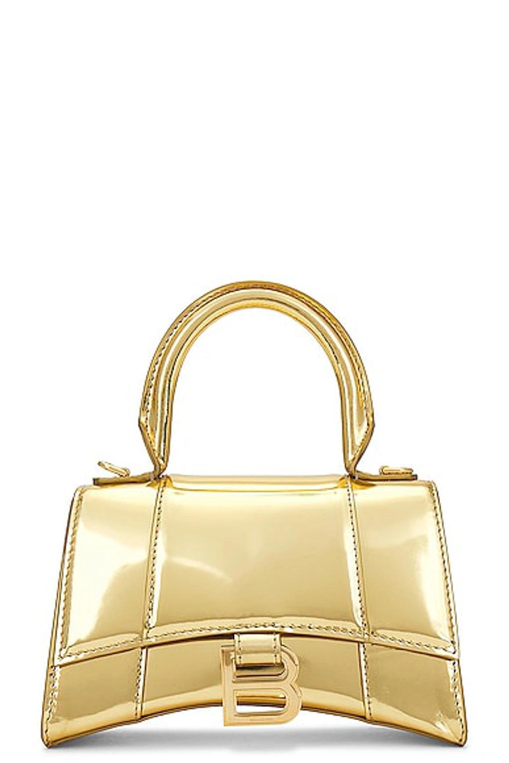 BALENCIAGA Hourglass Top Handle Xs Bag In Gold Product Image