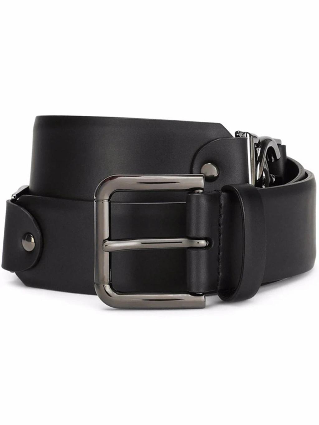 Leather Buckle Belt In Black Product Image