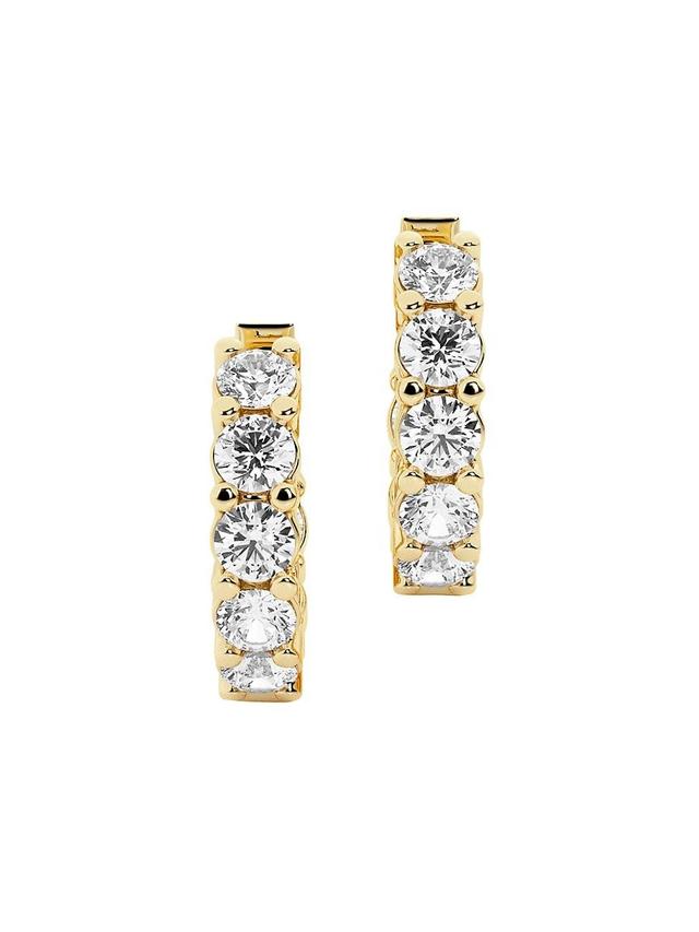 Womens 14K Yellow Gold & 1.51 TCW Lab-Created Diamond Huggie Hoop Earrings Product Image