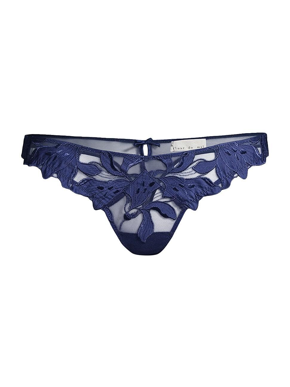 Fleur du Mal Lily Embroidered Hipster Thong Product Image