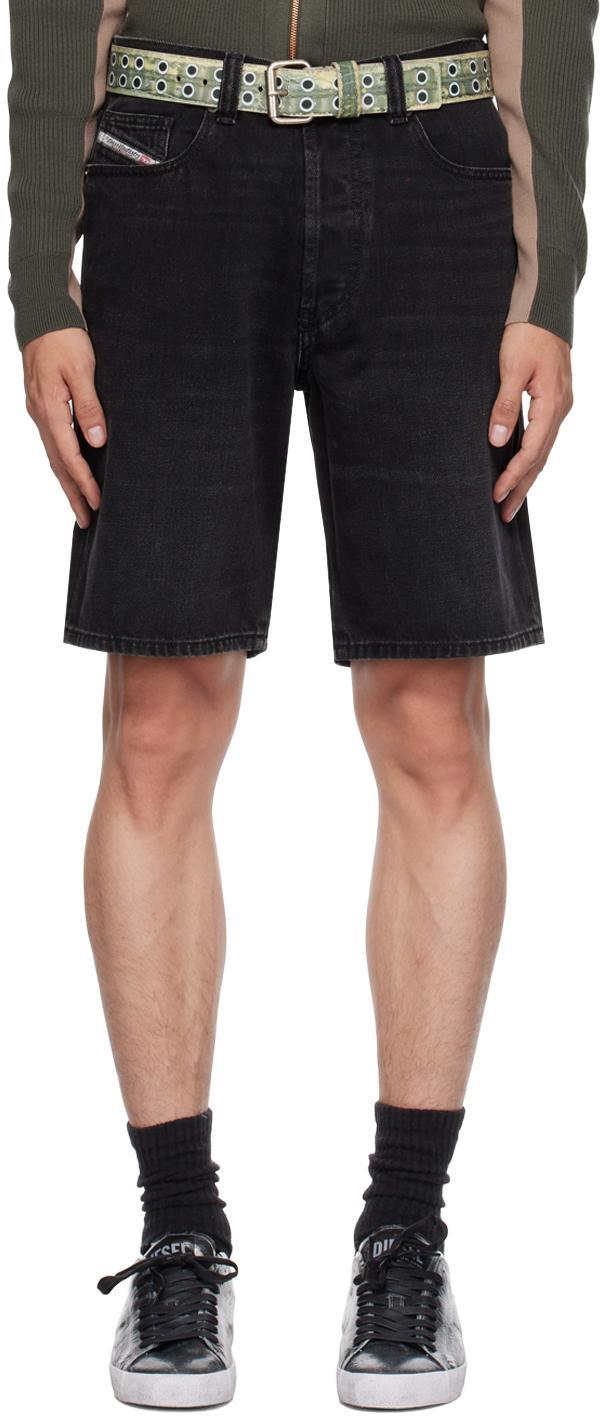 Black Regular Denim Shorts In 02 Product Image