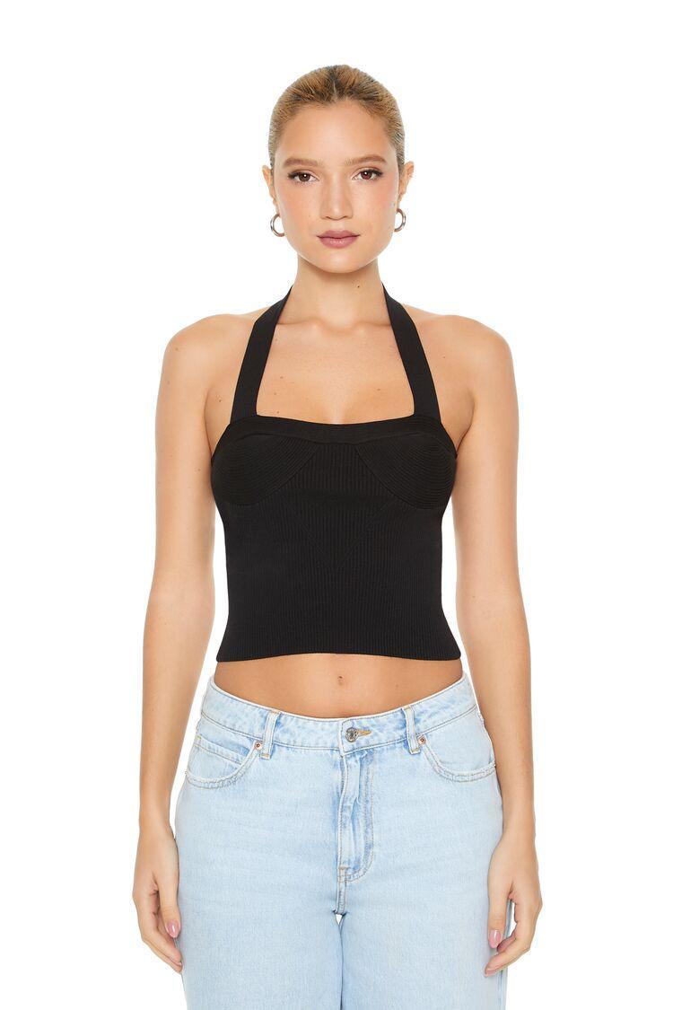 Sweater-Knit Bustier Halter Top | Forever 21 product image