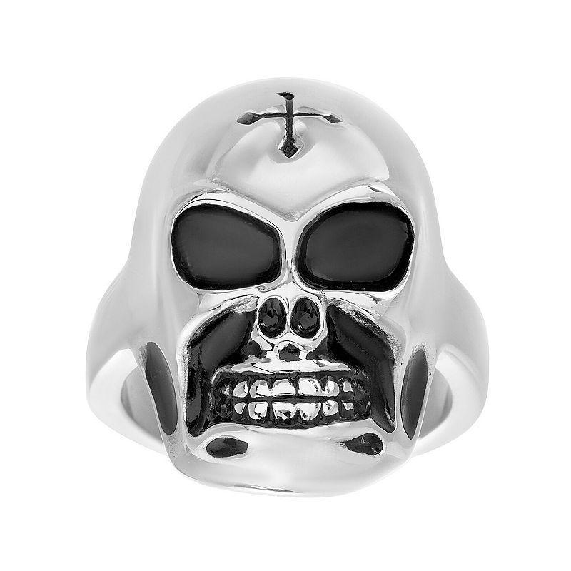 Mens Stainless Steel Skull Ring Black Product Image