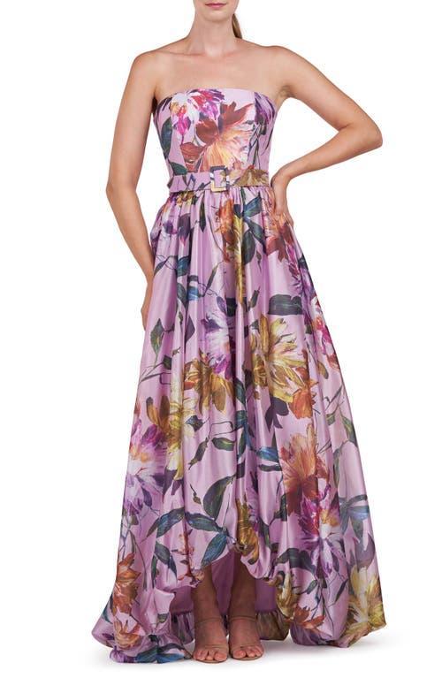 Kay Unger Evangeline Floral Strapless High-Low Gown Product Image