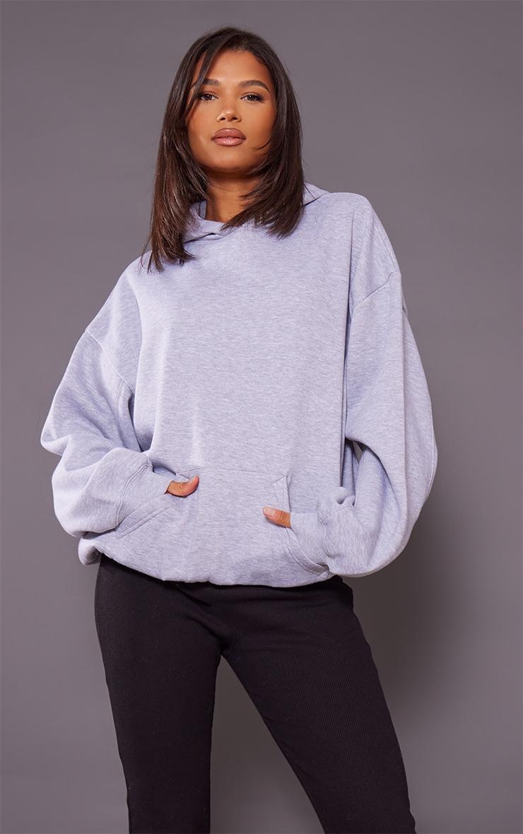 Grey Marl Oversized Elasticated Hem Hoodie product image