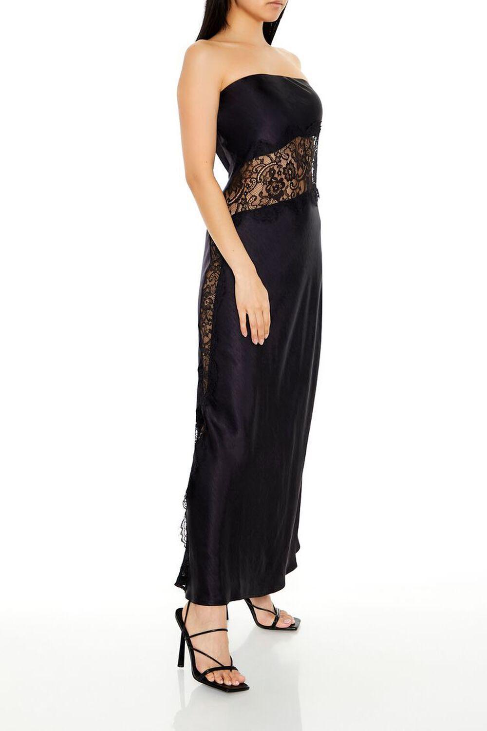 Eyelash Lace Satin Maxi Dress | Forever 21 Product Image