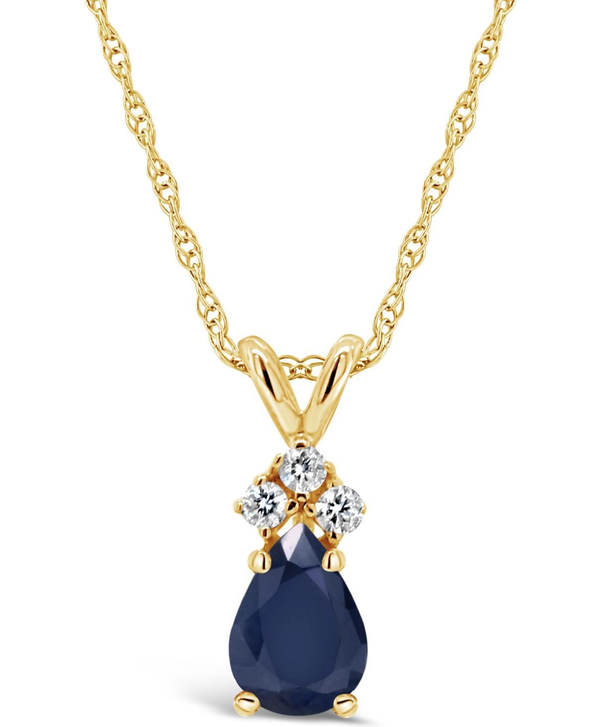 Celebration Gems 14K Yellow Gold 6x4 Pear Shaped Gemstone & Diamond Accent Pendant Necklace, Womens Red Product Image