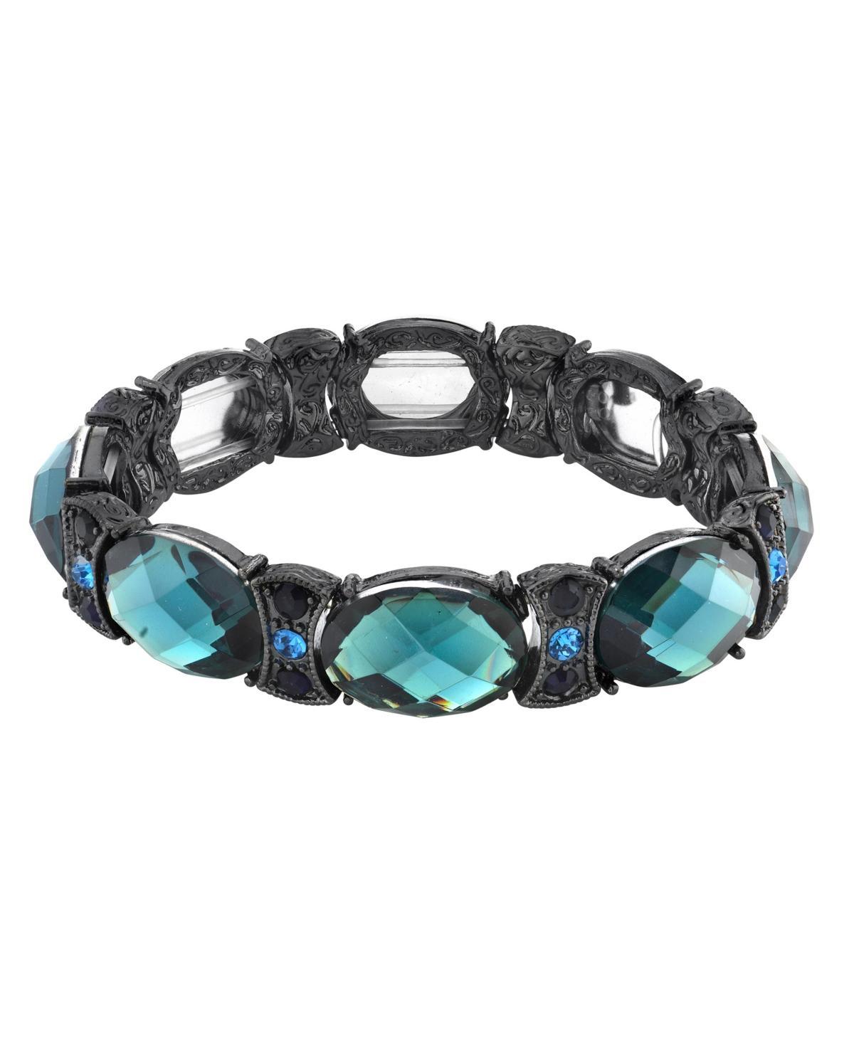 1928 Black-Tone Blue Stretch Bracelet, Womens Product Image