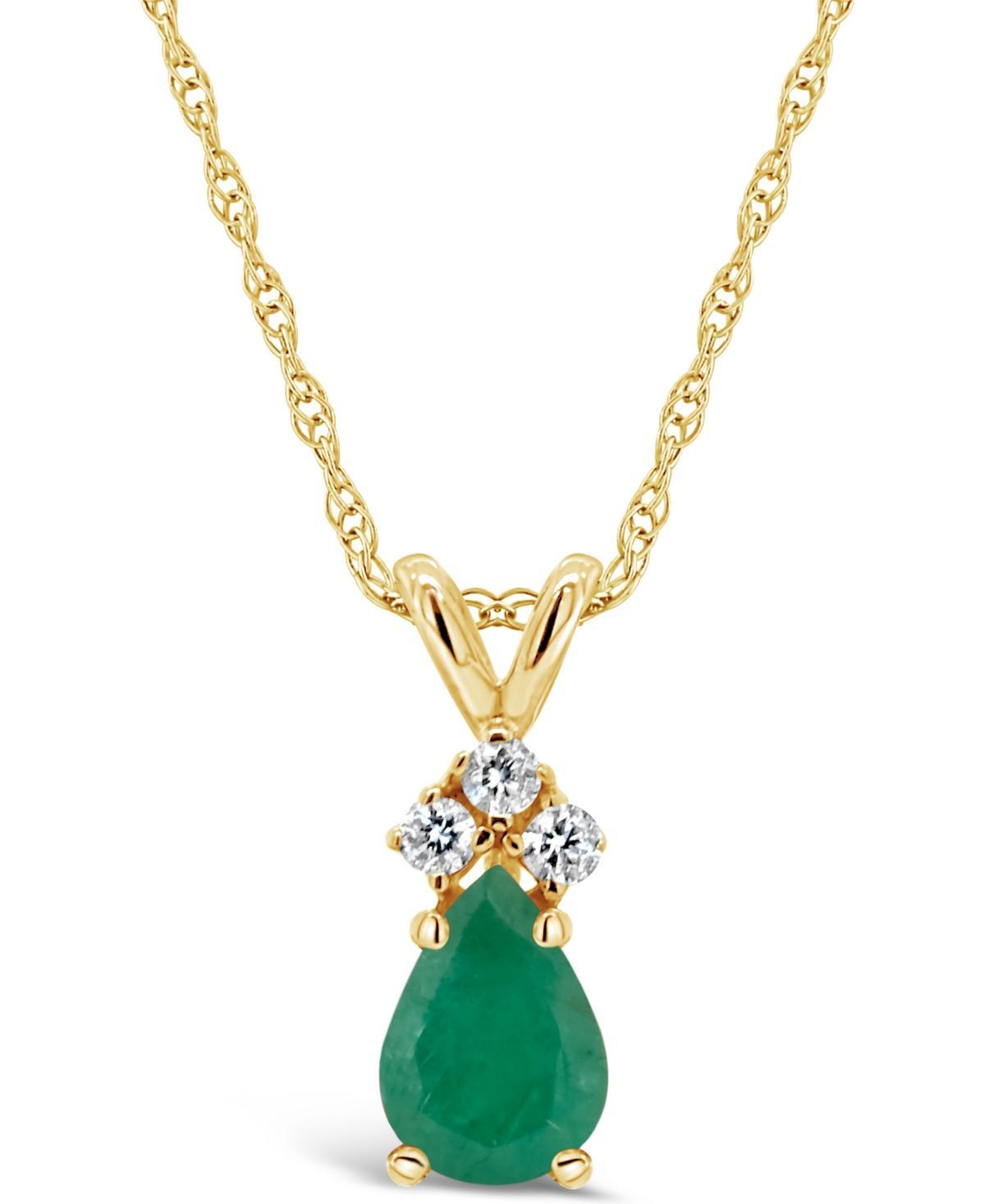 Celebration Gems 14K Yellow Gold 6x4 Pear Shaped Gemstone & Diamond Accent Pendant Necklace, Womens Red Product Image