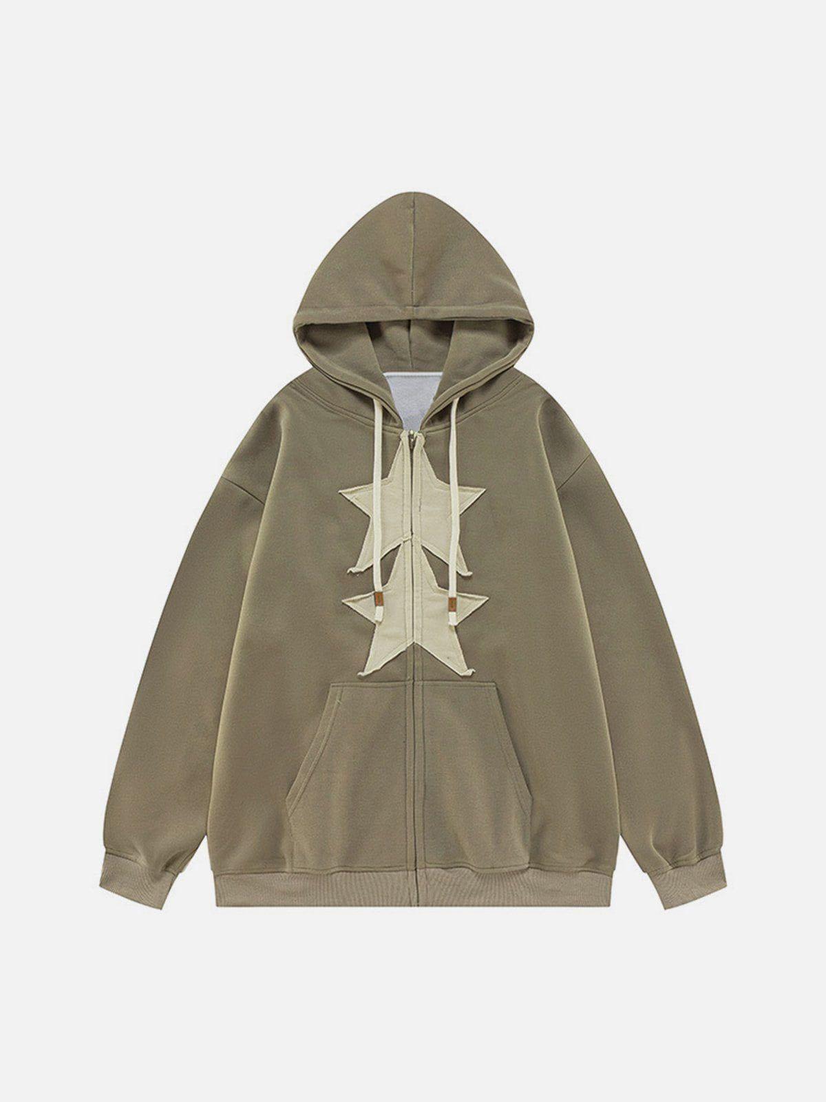 Aelfric Eden Embroidery Star Zip Up Hoodie Product Image