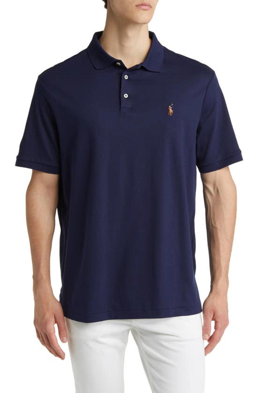 Classic Fit Soft Cotton Polo Shirt In French Navy Product Image