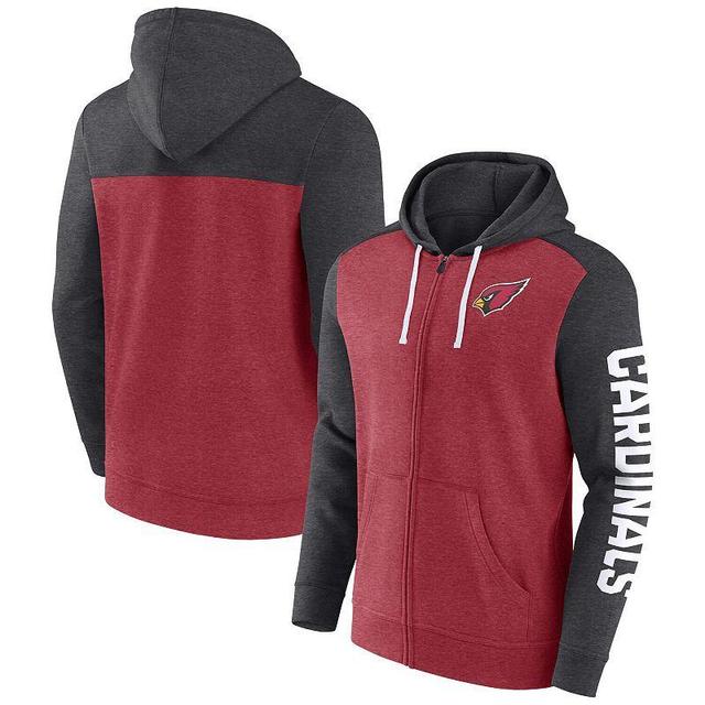 Mens Fanatics Branded Heather Cardinal Arizona Cardinals Down and Distance Full-Zip Hoodie Product Image