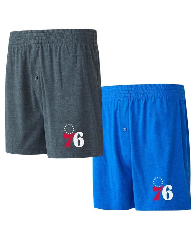 Concepts Sport Mens Royal Philadelphia 76ers Two-Pack Jersey-Knit Boxer Set - Royal, Charcoal Product Image