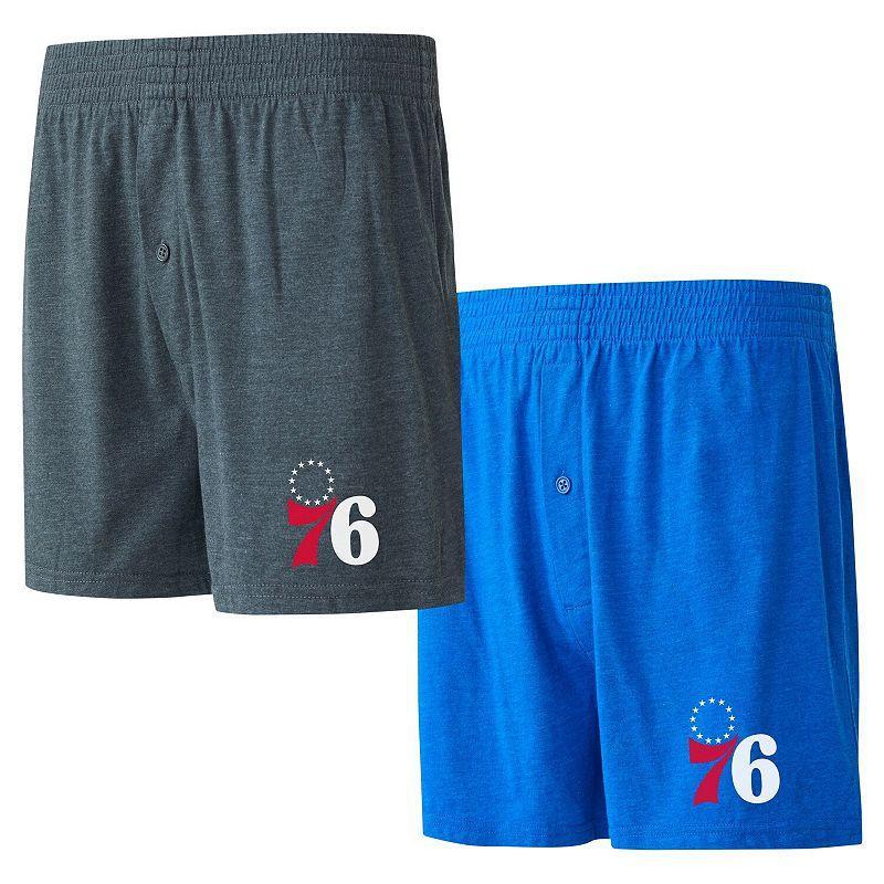 Mens Concepts Sport Royal/Charcoal Philadelphia 76ers Two-Pack Jersey-Knit Boxer Set Product Image