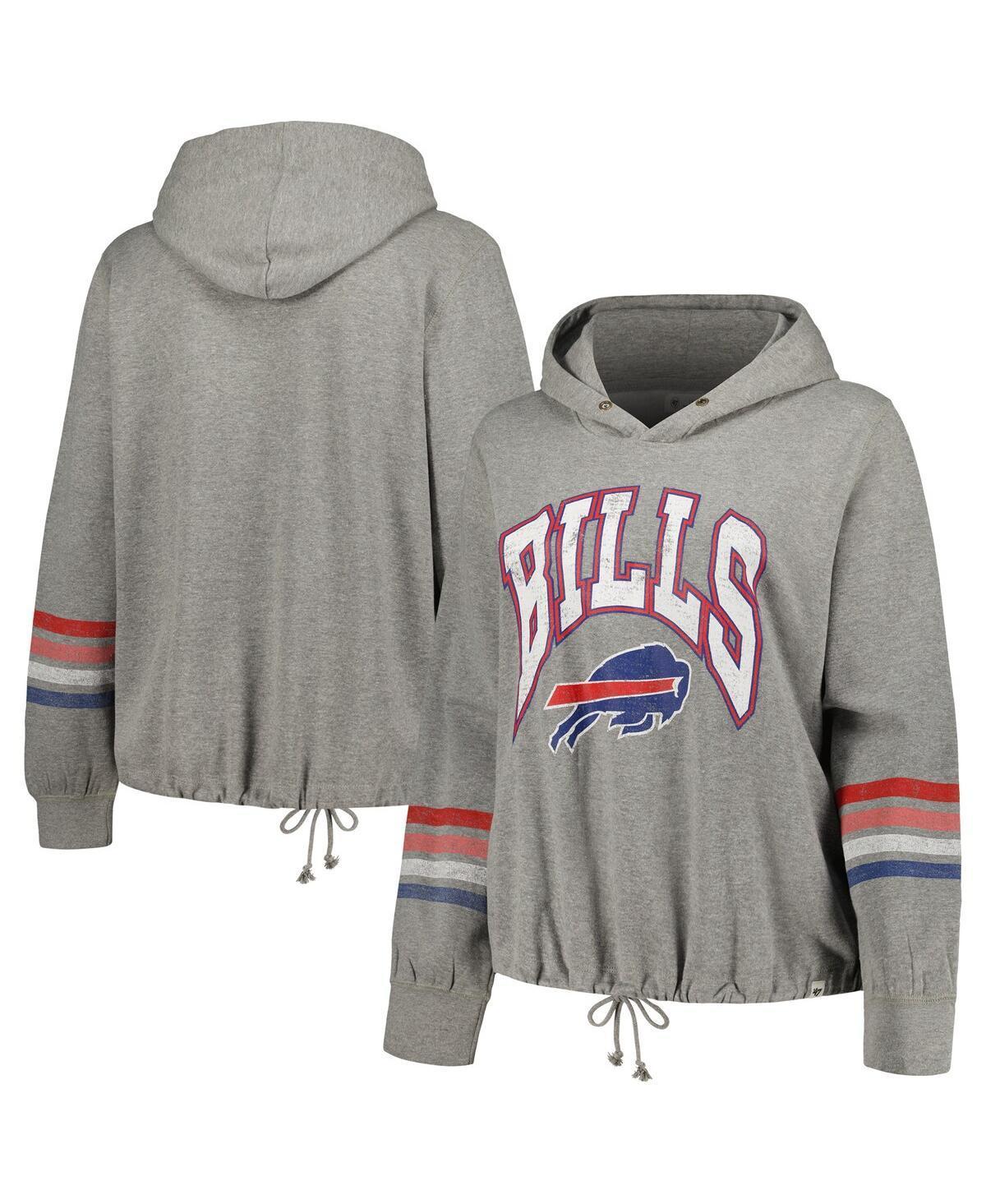 Womens 47 Brand Heather Gray Distressed Buffalo Bills Plus Size Upland Bennett Pullover Hoodie Product Image