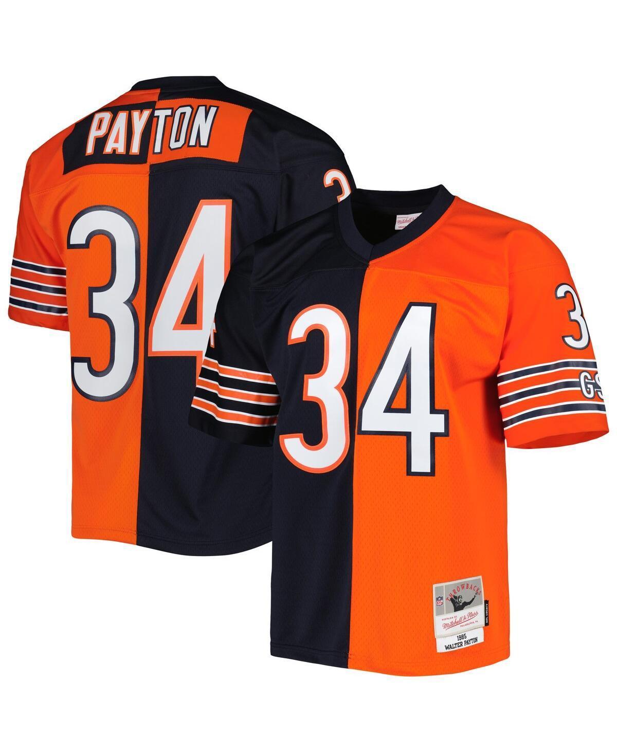 Mens Mitchell & Ness Walter Payton Navy and Orange Chicago Bears 1985 Split Legacy Replica Jersey - Navy, Orange Product Image