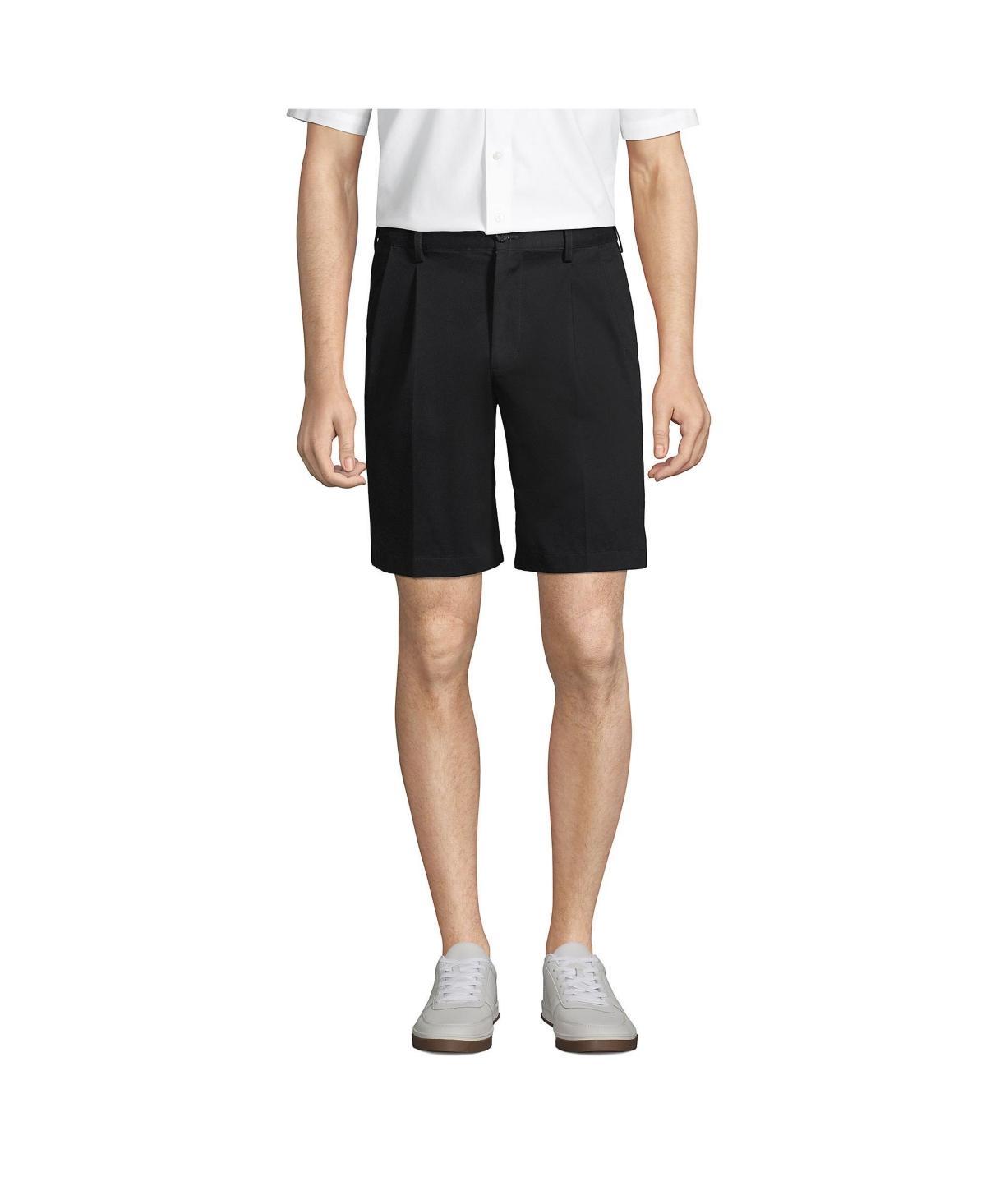 Mens Lands End Comfort Waist 9-inch No-Iron Pleated Chino Shorts Product Image