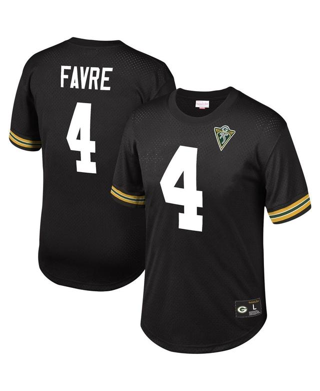 Mens Mitchell & Ness Brett Favre Black Green Bay Packers Retired Player Name and Number Mesh Top - Black Product Image