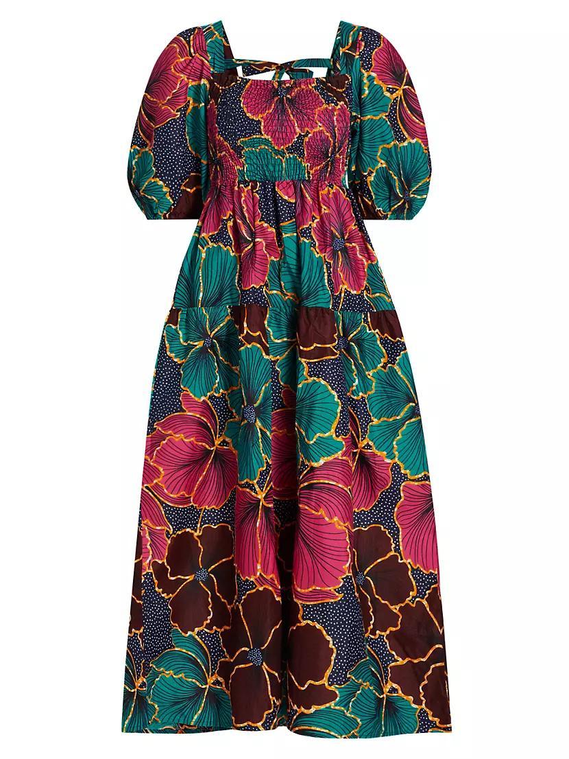 Lola Floral Cotton Puff-Sleeve Maxi Dress Product Image