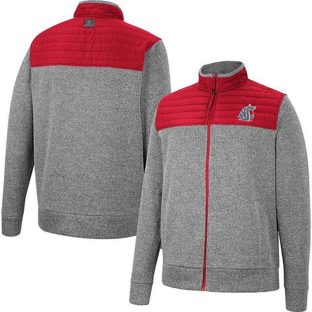 Mens Colosseum Charcoal/Crimson Washington State Cougars Putter Herringbone Full-Zip Jacket Product Image