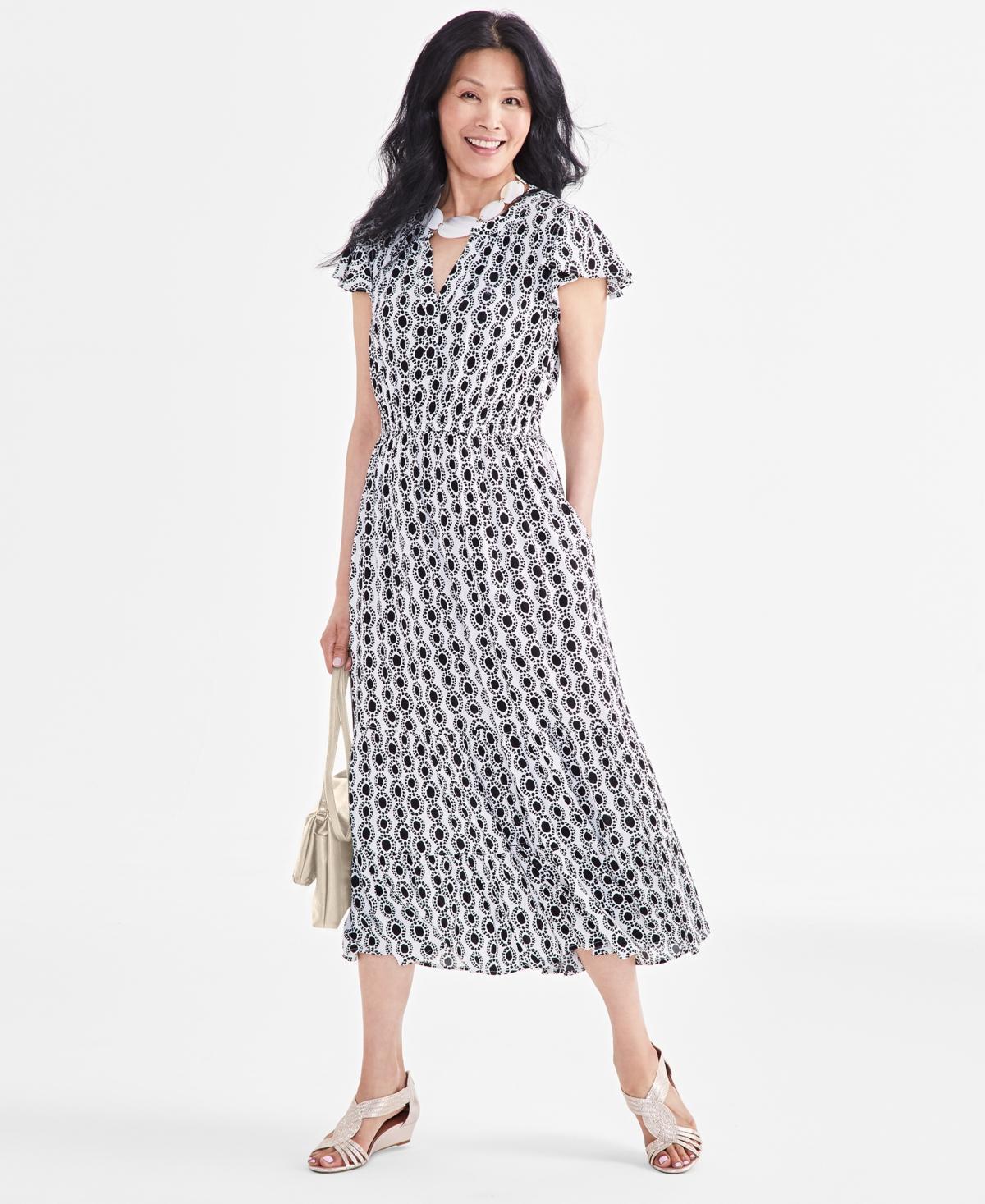 Style & Co Womens Printed Tiered Ruffled Dress, Created for Macys Product Image