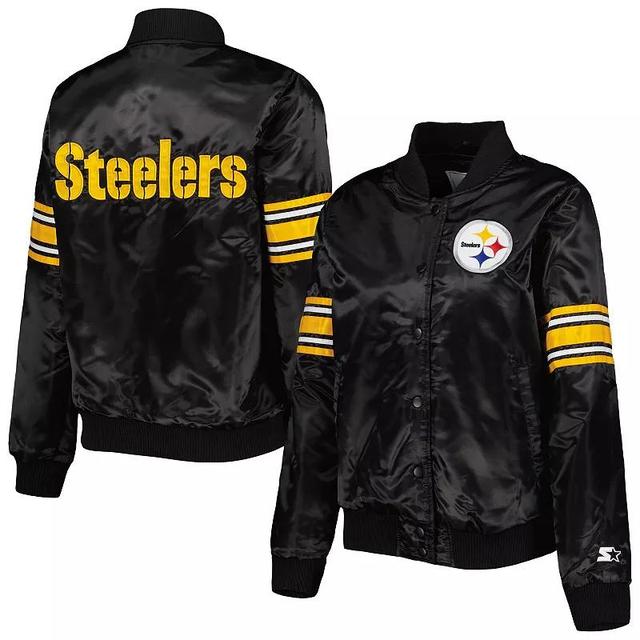 Womens Starter Pittsburgh Steelers Line Up Satin Full-Snap Varsity Jacket Product Image