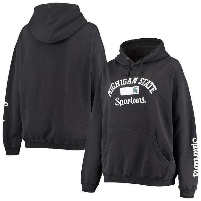 Womens Pressbox Black Michigan State Spartans Rock n Roll Super Oversized Pullover Hoodie Product Image