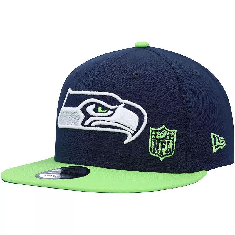 Mens New Era College /Neon Green Seattle Seahawks Flawless 9FIFTY Snapback Hat, Blue Product Image