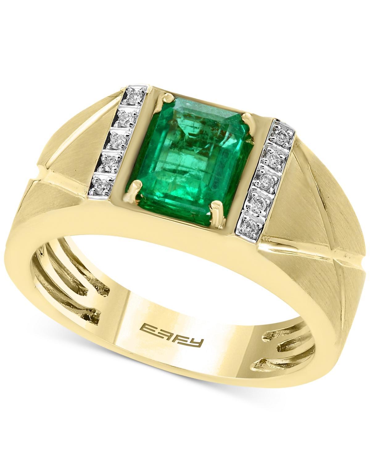 Effy Mens Emerald (1-3/8 ct. t.w.) and Diamond Accent Ring in 14k Gold Product Image