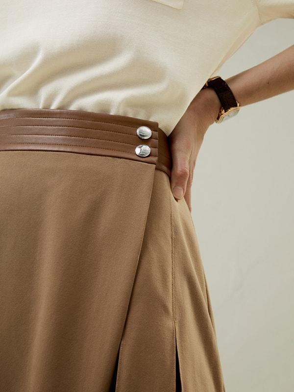 Merino Wool Wrap Midi Skirt Product Image