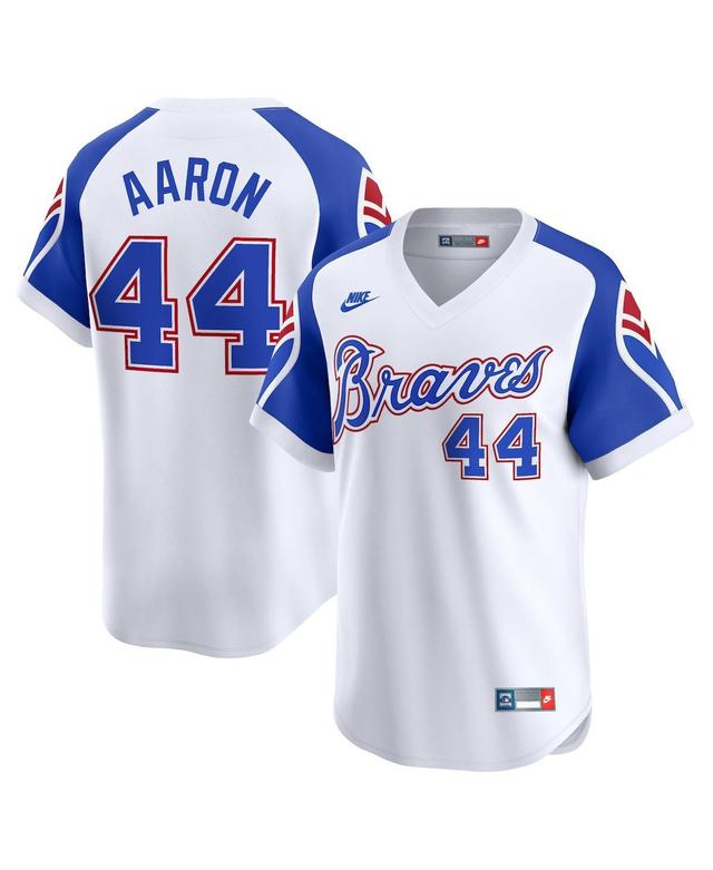 Nike Mens Hank Aaron White Atlanta Braves Throwback Cooperstown Limited Jersey - White Product Image