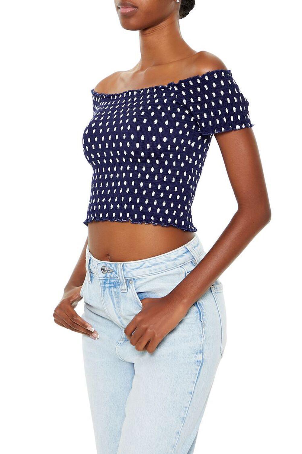 Off-the-Shoulder Polka Dot Crop Top | Forever 21 Product Image