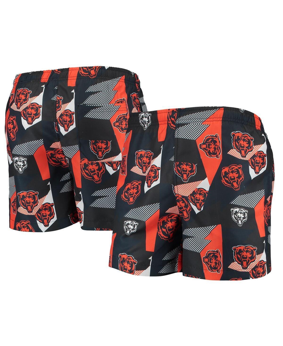 Men's FOCO Navy/Orange Chicago Bears Geo Print Swim Trunks Product Image