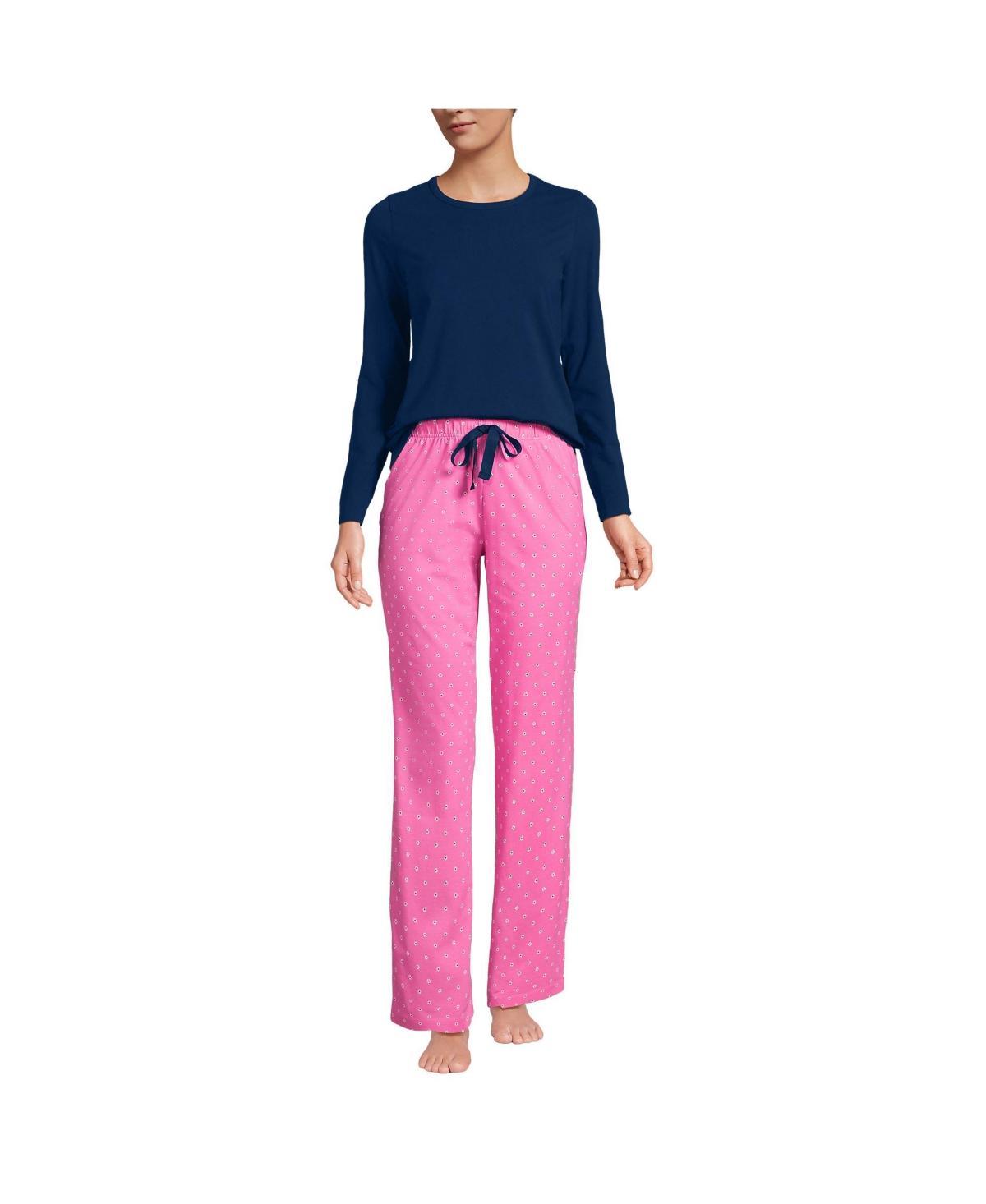 Lands End Womens Knit Pajama Set Long Sleeve T-Shirt and Pants Product Image