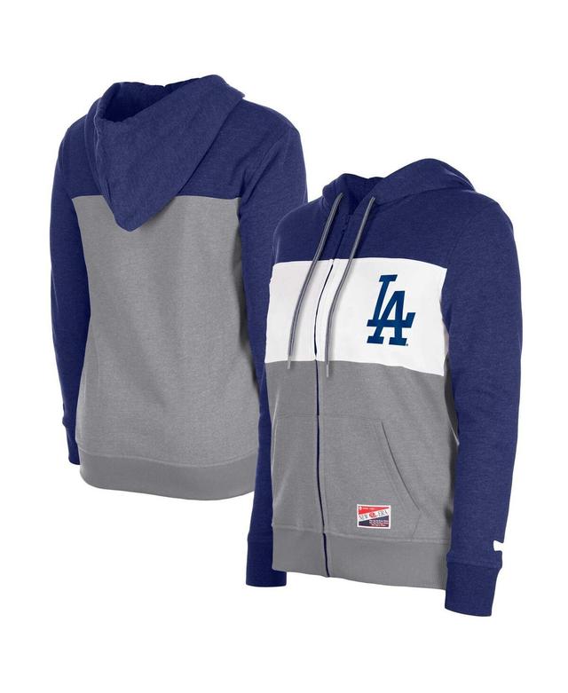 New Era Womens Royal Los Angeles Dodgers Color Block Full-Zip Hoodie Jacket Product Image