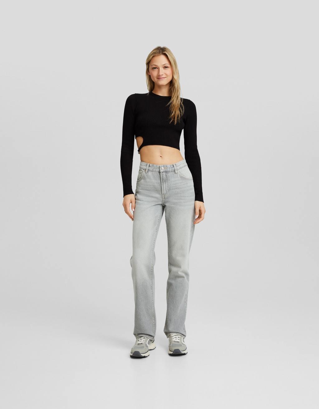 Bershka Petite straight leg jeans Product Image