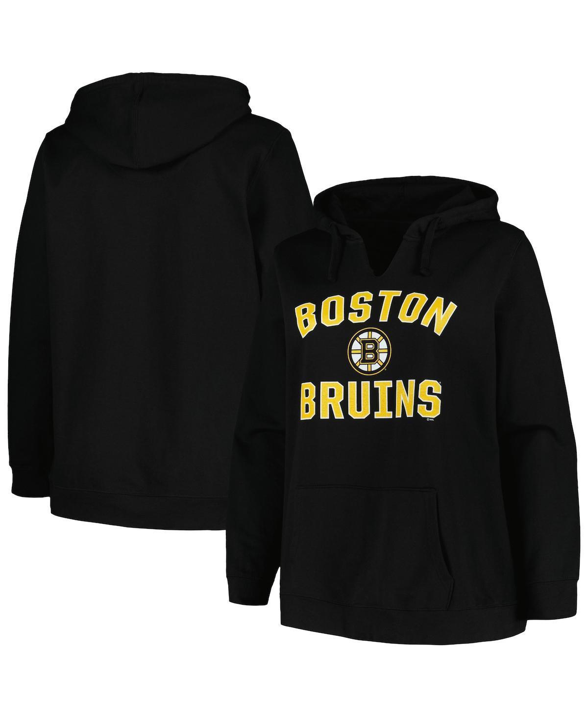 Womens Profile Black Boston Bruins Plus Size Arch Over Logo Pullover Hoodie Product Image